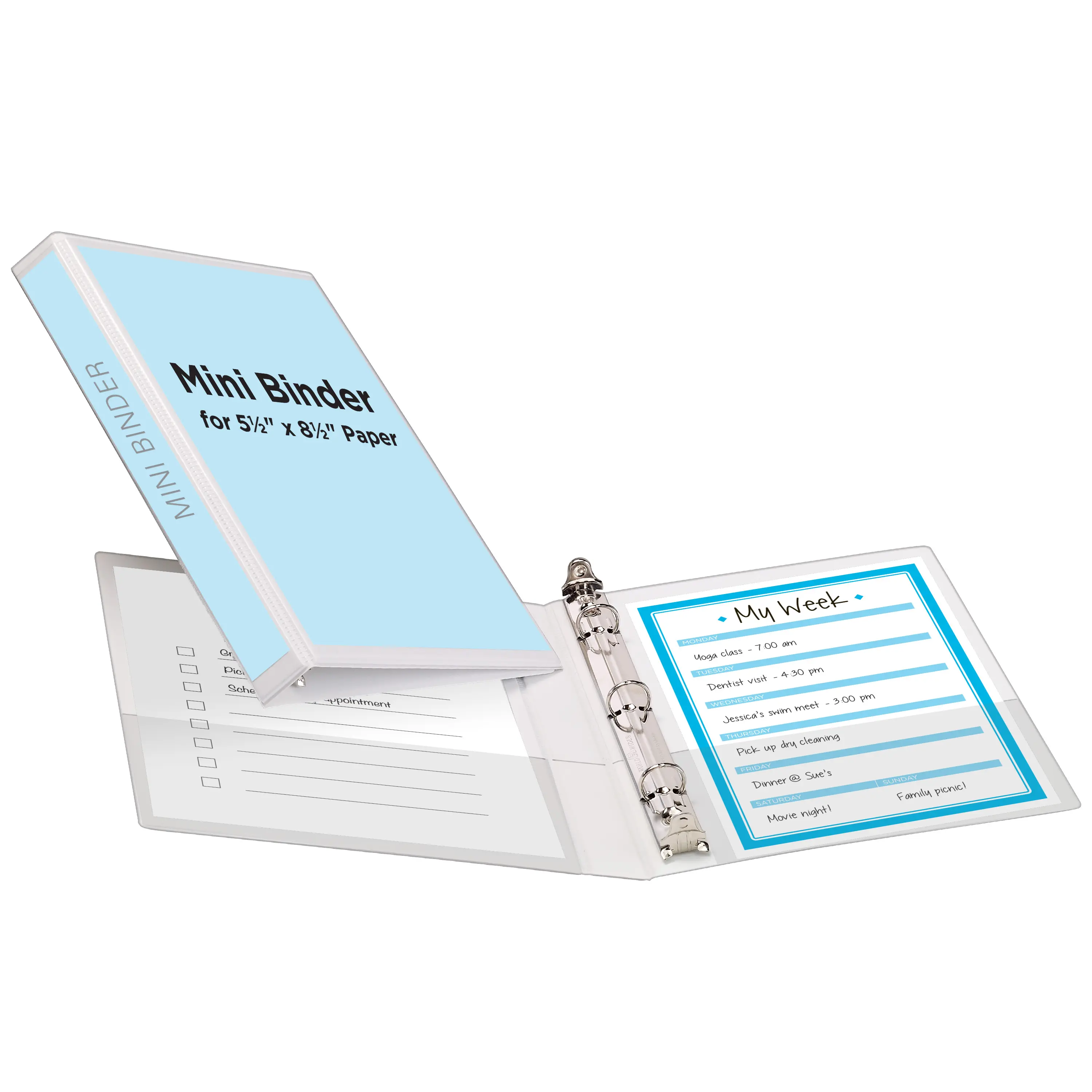 Avery® Mini Durable View 3 Ring Binder, Holds 5.5" x 8.5" Paper, 0.5" Round Rings, 100-Sheet Capacity, 0.7 Inch Wide Spine, 1 White Binder, Great for Home, School Supplies, Office, and More (27726)