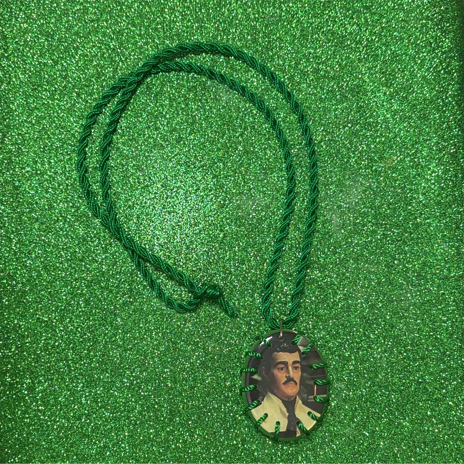 Jesus Malverde Escapulario Green