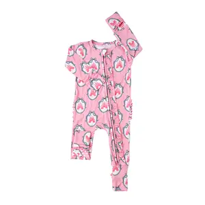 Maeve Castles RUFFLE ZIP Soft Bamboo Viscose Zipper One Piece with Mitten Cuffs & Fold-over Feet for Easy Diaper Changes