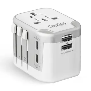 5 in 1 Universal Travel Adapter - 2 USB-A + USB-C - Max. 17W (3.4A) - White (UP-16KU-WH)