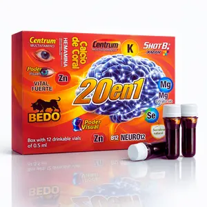 Hierro Multi-Vitaminico 20 en 1 Contiene 12 Micro-Botellas de 15ml - Health care Supplement Dietary Edible Fitness Bathroom Daily Energy & Wellness Support (12 x 15mL)