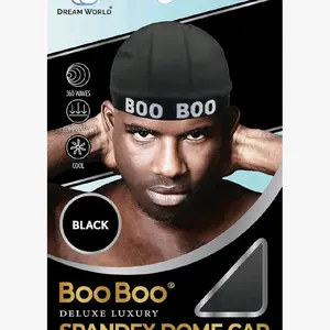 Dream World Boo Boo Spandex Dome Cap Black - 360 Waves Compression Cool Design for Deluxe Luxury