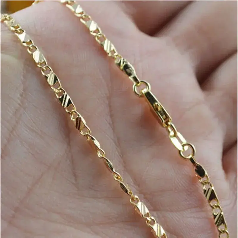 New 925 Silver Exquisite Fashion 18K Gold Filled Necklace For Women Men Size 16-30 Inch Jewelry Chain