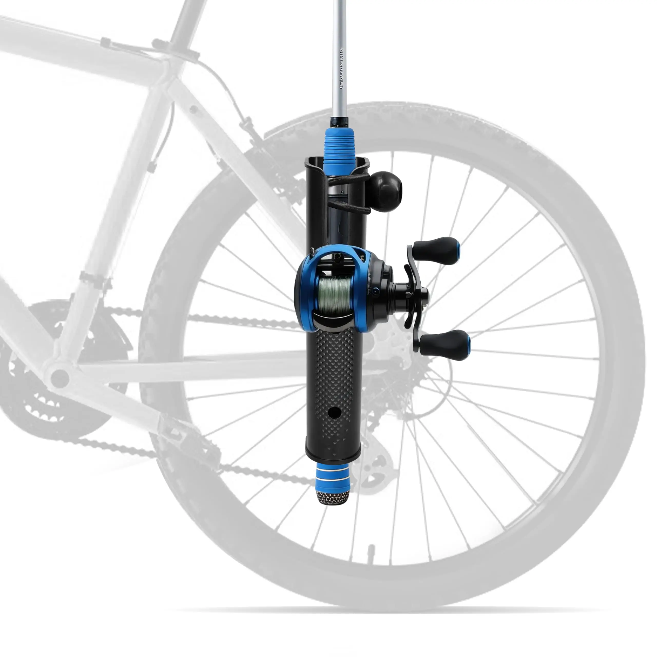 Hikeen Bike Fishing Rod Holder 2-Pack - Durable ABS Fishing Pole Holders, 2-Piece Fisherman Accessories - Secure, Adjustable - Easy Installation with 4 Padded Clamps, 4 Zip Ties for Bicycles, ATVs
