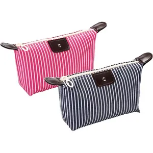 2 Pack Make Up Bag for Traveling,Preppy make up bag,Toiletry Bag,Nylon Cosmetic Bag,Light Pink Makeup Bag,Skin Care Bag，Tiny Makeup Bag