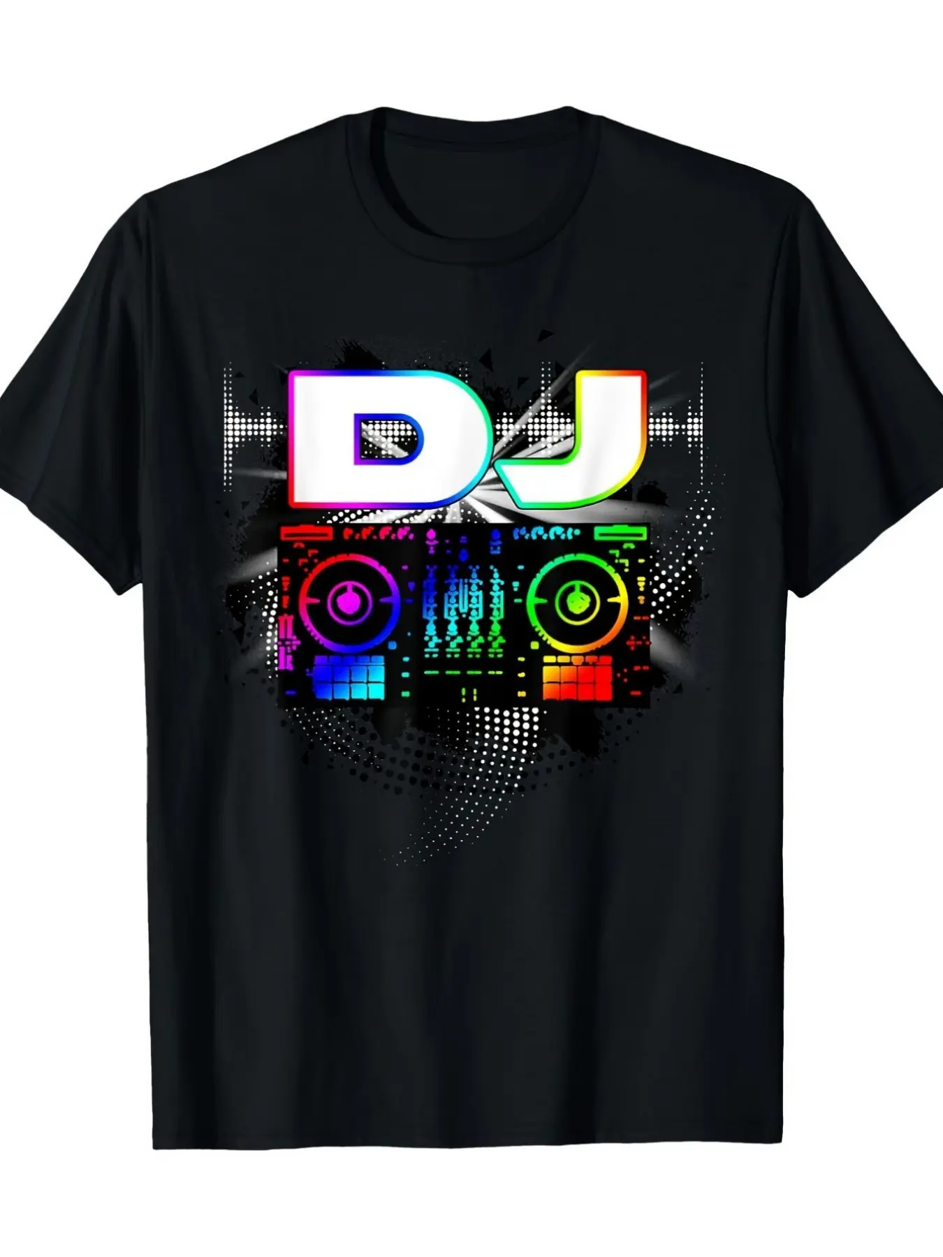 Men'S DJ Music Fan T-Shirt with a Bright DJ Graphi unisex soft cotton short sleeve t shirt, vintage graphic casual tee for men women teens, perfect birthday holiday gift for camping travel gym daily street casual wear
