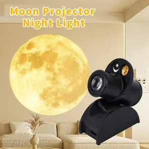 Moonlight projector night light, romantic atmosphere light, 90° rotatable moonlight USB-powered lighting, suitable for children, moon enthusiasts, couples, selfie walls, ceiling decorations, bedroom decorations, and moon fantasy enthusiasts