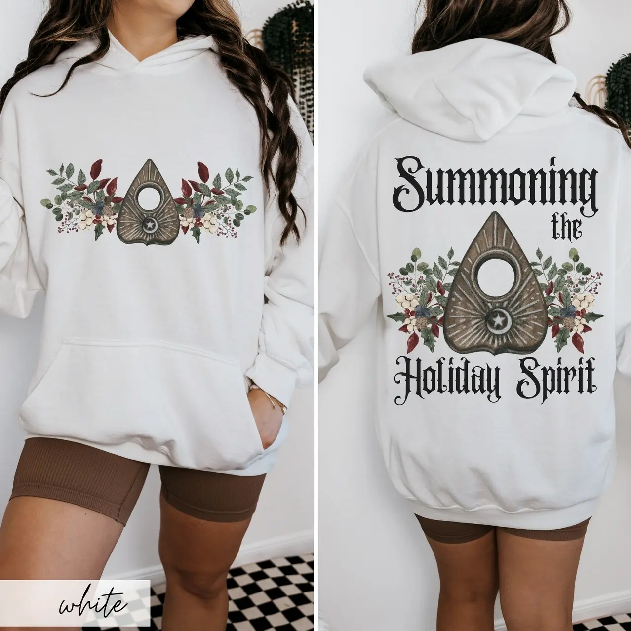 Summoning The Holiday Spirit Sweatshirt, Witchy Cottagecore Irreverent Shirt, Gothic X-Mas Crewneck Hoodie, Witchy, Goth Christmas Sweater 9