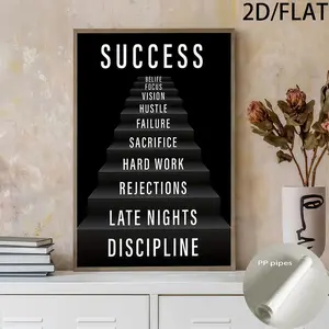 1 hard tube packaging motivational "The Stairway to Success" canvas printed poster, modern wall art decoration picture, suitable for family, office, bedroom, living room, coffee shop, wall decoration, home decoration, a perfect gift for friends