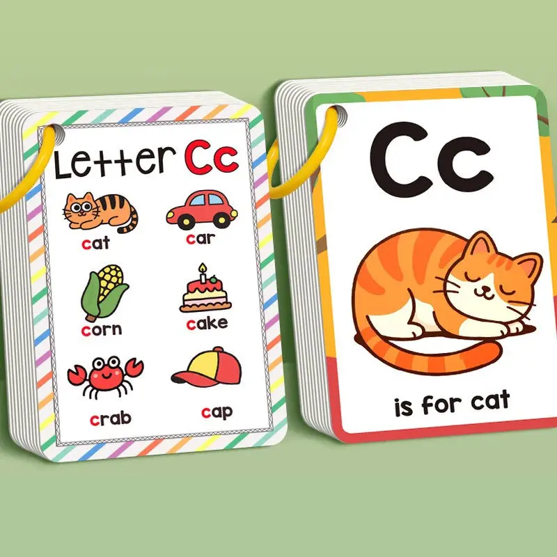 156 Alphabet Vocabulary Flash Cards Set for Kids Ages 2-5, Sight Word Reading Tool with Bright Pictures, Encourages Independent Learning, Travel-Friendly Christmas/Birthday Gifts, Vocabulary Flashcards Set, Great For Travel