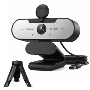 WIDVIX 4K PDAF USB Computer Webcam with Microphone, Auto Focus, Auto Low-Light Correction, 110° Wide Angle, Noise Cancellation, Privacy Cover, Plug-and-Play USB, Included Tripod – Webcam Streaming Camera for Streaming, Zoom, Online Teaching
