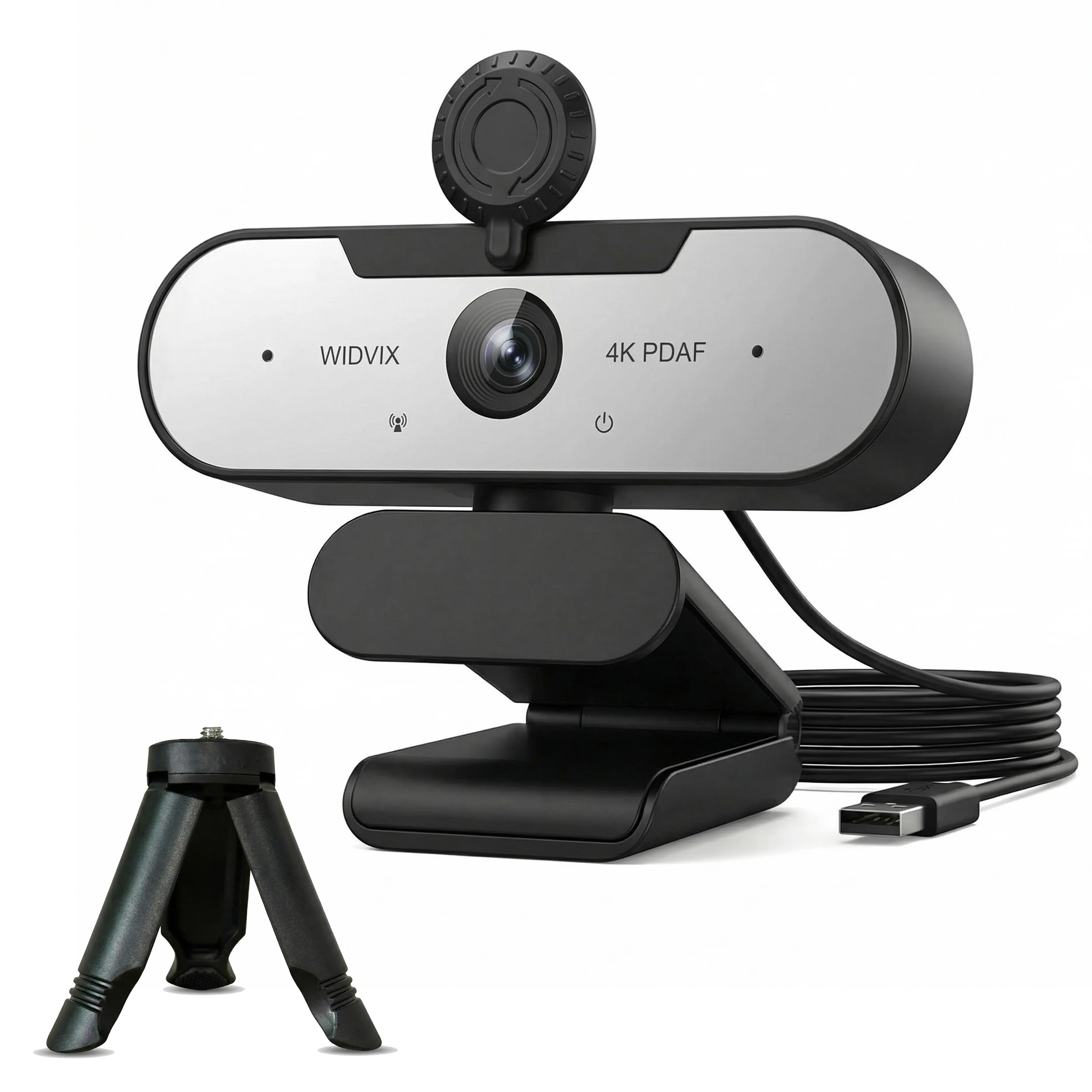 WIDVIX 4K PDAF USB Computer Webcam with Microphone, Auto Focus, Auto Low-Light Correction, 110° Wide Angle, Noise Cancellation, Privacy Cover, Plug-and-Play USB, Included Tripod – Webcam Streaming Camera for Streaming, Zoom, Online Teaching,summerwins sum