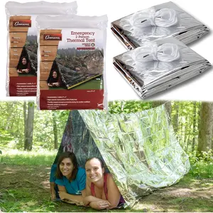 Emergency Thermal Tent -Reflective Mylar Survival Shelter-XL Size Waterproof Lightweight Tube Tent- Insulated Retains Heat & Fits 2 Adults in All Weather- Outdoors, Hiking, Bug Out Bag- 8 x 3 Feet
