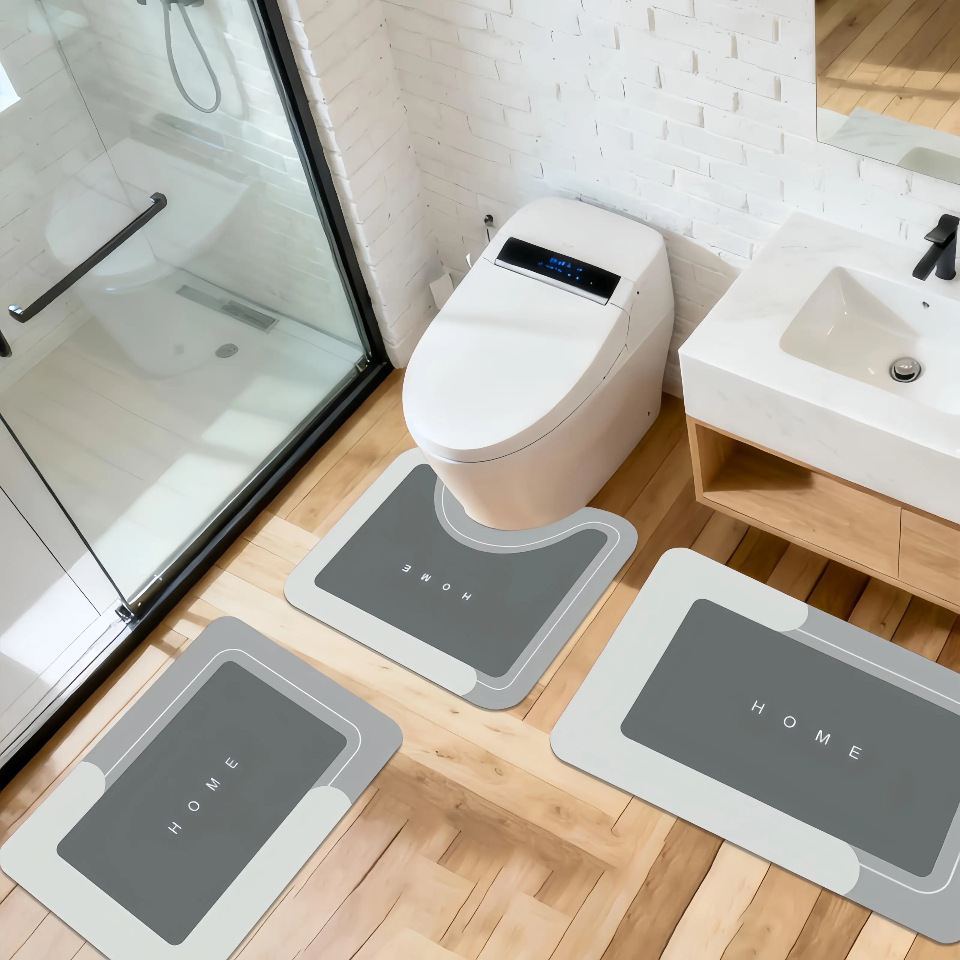 3 Pcs/Set Bathroom Non-Slip Mats That Dry Quickly, Absorb Water, And Are Soft And Comfortable, Making Them Easy to Maintain. Suitable for Restrooms And Shower Areas. Soft Highly Absorbent Soft Water Absorbent