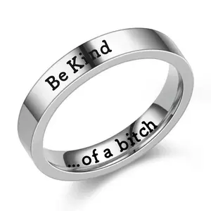 Inspirational Design Engraved "Be Kind...of a Bold" Mantra Ring, Artificial Gemstone Jewelry, Daily Wear Kindness Reminder