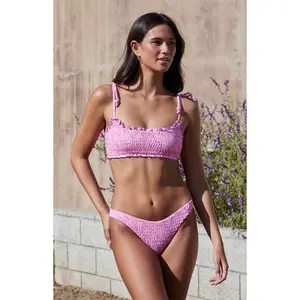 Kulani Kinis Women's Floral Shirred Full Coverage Bikini Bottom