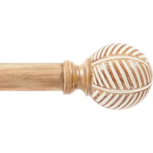 Curtain Rods for Windows 66 to 120, 1 Inch Heavy Duty Drapery Rods with Imitation  Grain Leaf  Finials, Indoor/Outdoor Modern Curtain Pole, 32"-120", Brown