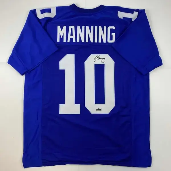 Facsimile Autographed Eli Manning New York Blue Reprint Jersey