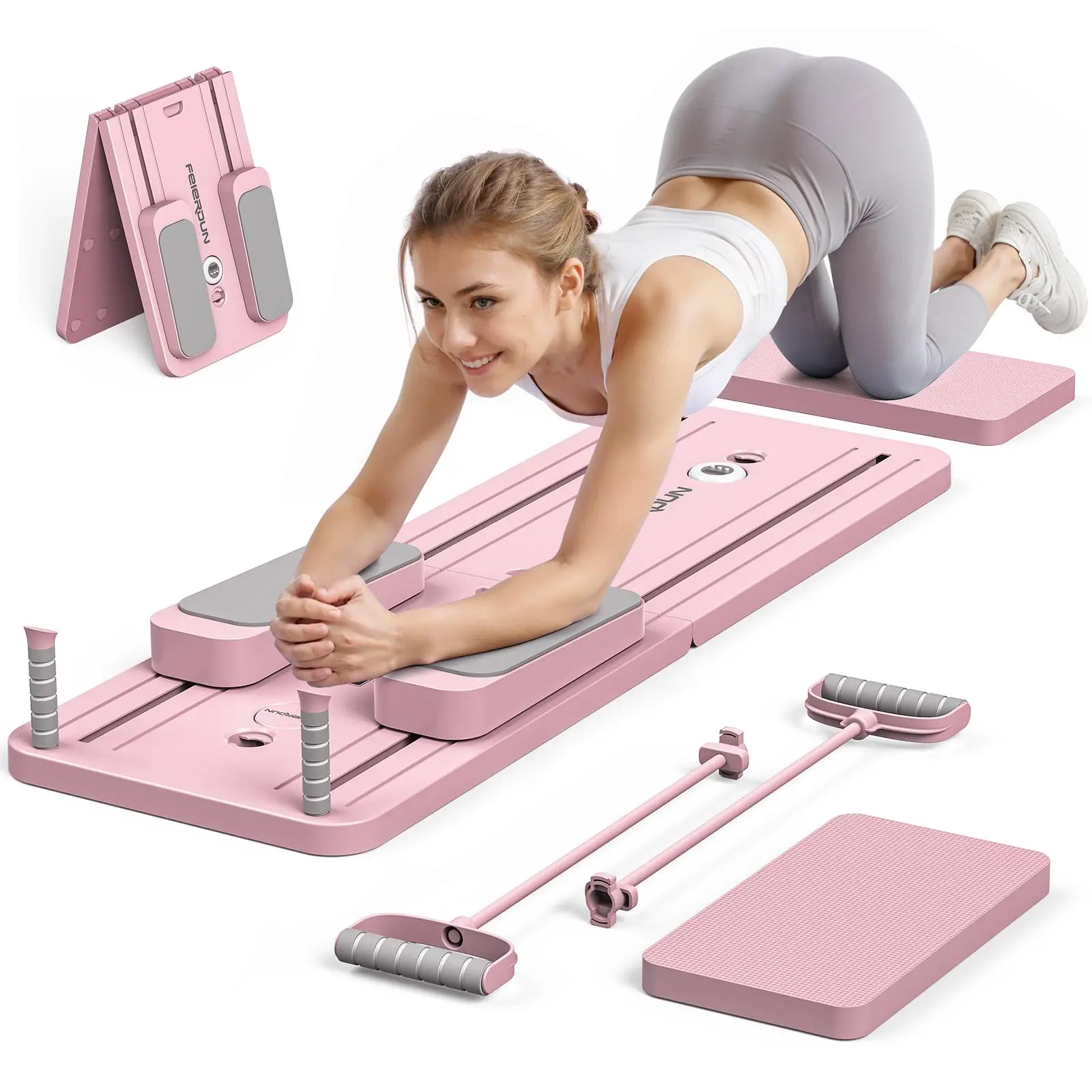 FED Fitness Feierdun Series PB1 Pilates Board - Foldable Pilates System, Home Gym Equipment, Multifunctional Abdominal Muscle Core Trainer, Abs Workout Machine, 300LBS Capacity Balance Training Gear for At-Home Use【live only】