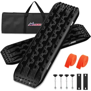 Nilight Off-Road Recovery Traction Boards For 4WD 4X4 with 2PCS Mounting kit Zipper Bag 2 leashes (Black)