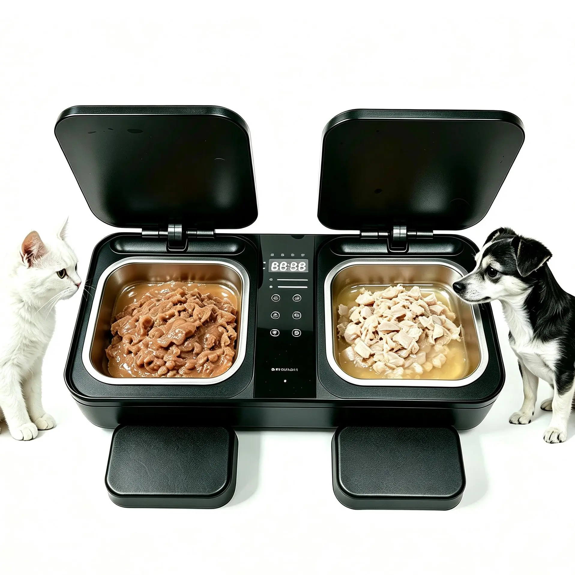 Meowant Automatic Cat Wet Food Feeder - Stainless Steel Feeding Tray, Digital Timer, Temp Control Function for Convenient Cat Feeding