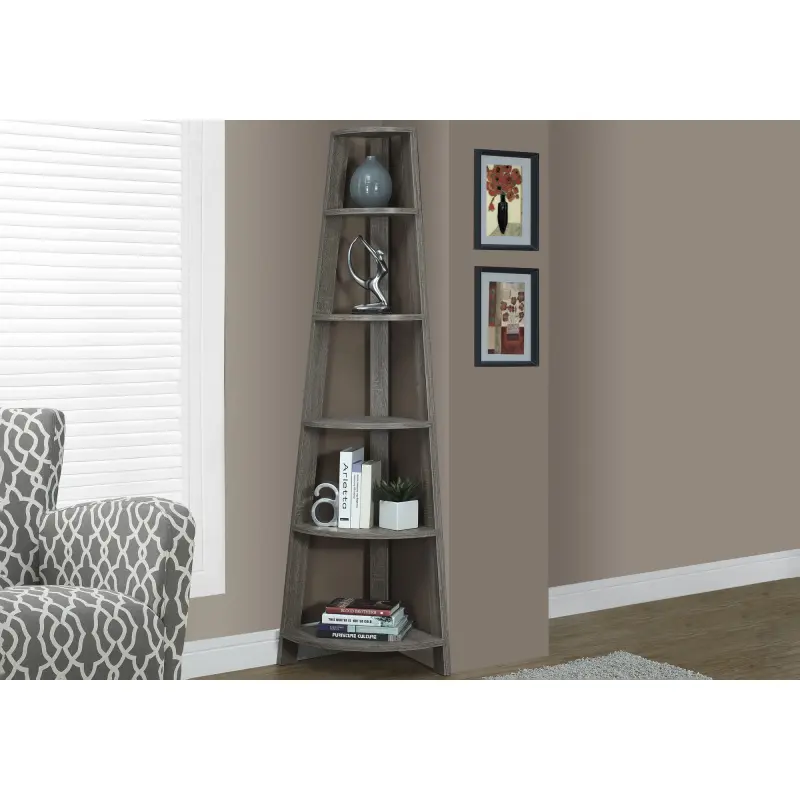 Bookshelf, Bookcase, Etagere, Corner, 5 Tier, 72"h, Office, Bedroom, Brown Laminate, Modern,, Home Office Bookcase Shelf Storage Organizer, Modern Book Shelf for Bedroom/Living Room/Home Office tall bookshelf ikea  bookshelf  hack