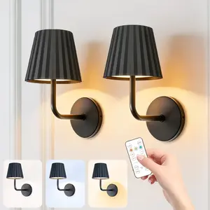 Modern Wireless USB Rechargeable Wall Lamp, Adjustable Three Color Dimmable, Remote Control, Bedroom Living Room Hallway Lighting