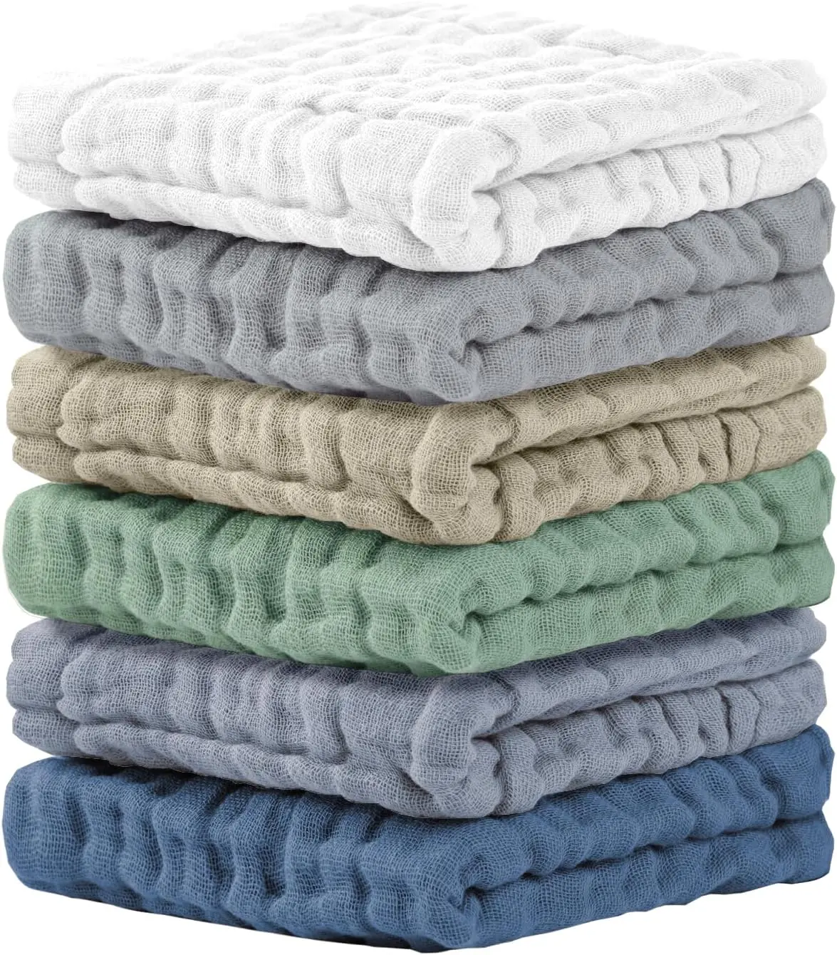Washcloths 6 Packs, Muslin Washcloths , Burp Cloths, Extra Absorbent and Soft Wash Clothes for , 12x12 Inches
