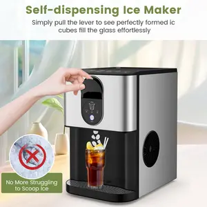 COSTWAY - Self Dispensing Nugget Ice Maker Countertop with Soft Chewable Pellet Ice Cubes-Silver