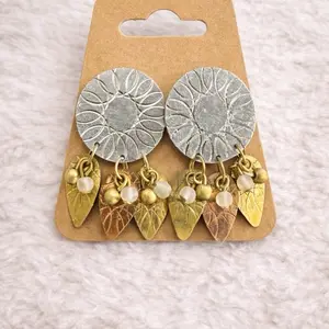 Mixed metal leaf earrings