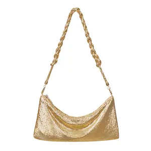 HDE Gold Chain Metallic Mesh Handbag | Chic and Glamorous Style