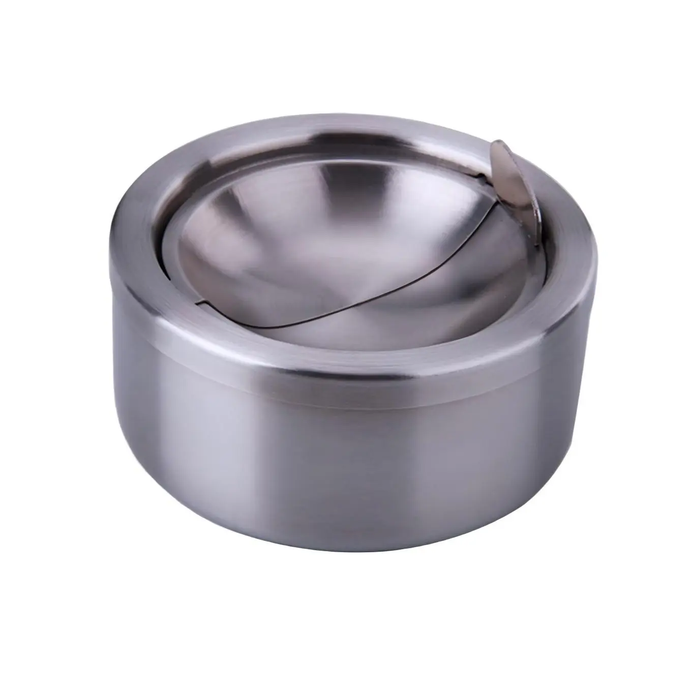 Outdoor Cover Ashtray, Flip-Top Stainless Steel Ashtray, Metal Windproof Ashtray, Indoor Outdoor Use, Desktop Ashtray, Office Patio Home Decor, Desktop Decoration Ornament, Modern Home Decor, Solid Metal Decor