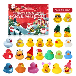 Dowmoo 24 Box Christmas Advent Rubber Duck Blind Box Yellow Duck Christmas Blind Box Cartoon Toy Children's Gift