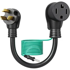 4 Prong to 3 Prong Dryer Plug Adapter, NEMA 10-30P Plug to 14-30R Receptacle, 4P Newer Dryer to 3P Older House,10AWG STW Dryer Connector Cord, 30 Amp/250V/7500W, 1.5 FT, UL Listed, Black