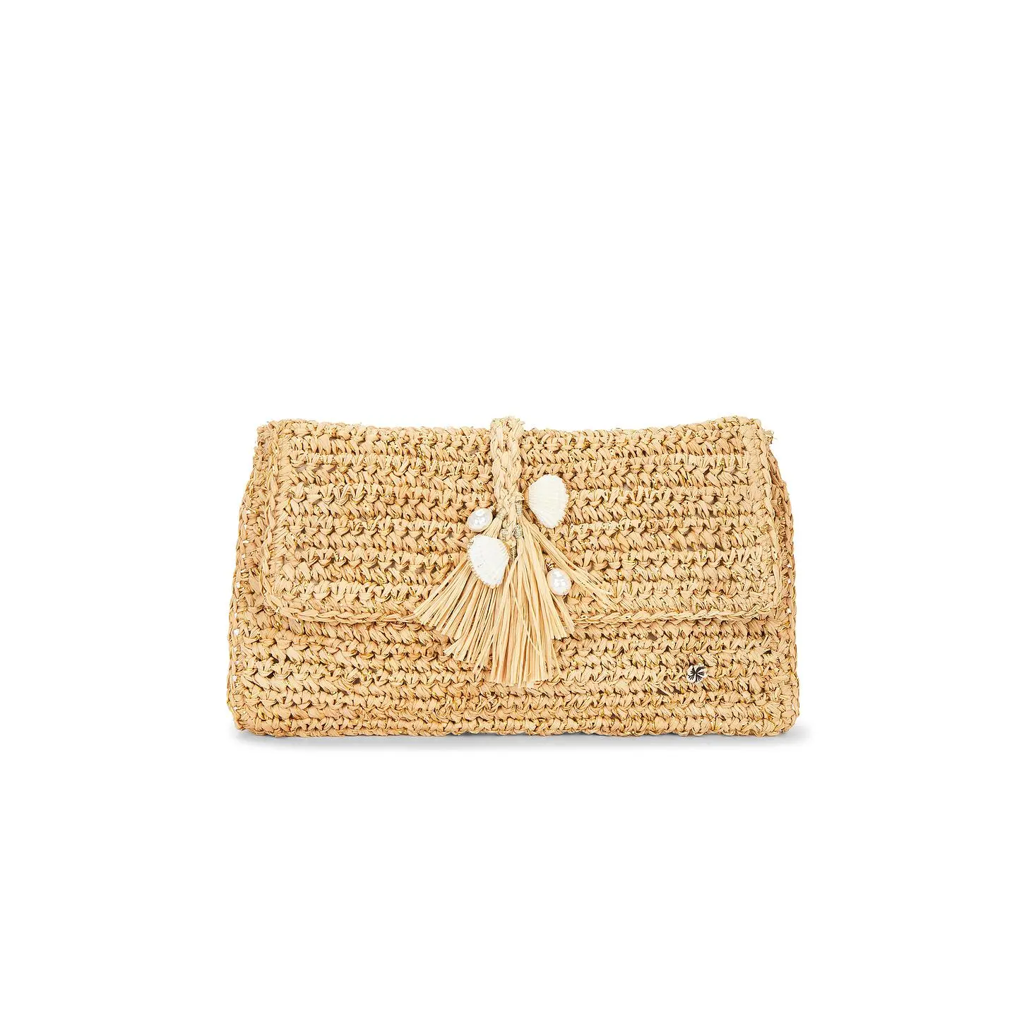 florabella Chastanet Crochet Raffia Clutch in Natural