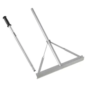 Aluminum Alloy Landscape Rake with 60-in Rubber Grip Handle, 20-in Wide Large Head & Spring-Lock, Heavy Duty Leveling Tool, Durable Gardening Tools for Asphalt, Concrete Leveling & Sand Flattening (No Teeth)