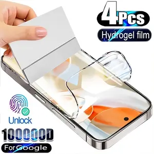 4pcs Ultra HD Hydrogel Film For Google Pixel 10 9 Pro XL 10 9 8 7 6 Pro 5 9a 8a 7a 6a 5a 5G,Soft Screen Protector Film,Anti-Scratch,Anti-fingerprint,Full Coverage,Support Fingerprint Unlocking,Case Friendly,Glossy Finish,Bubble Free