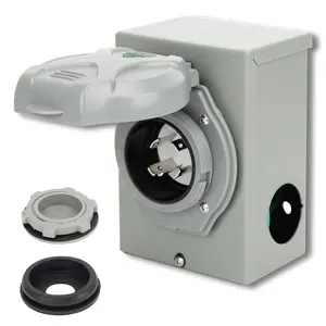 30AMP Generator Power Inlet Box with Pre Punched Knockouts, NEMA L14-30P for 4 Prong Generator with LED  Light 125/250 , 7500 Watts for Outdoor Use, ETL Listed (L14-30P)