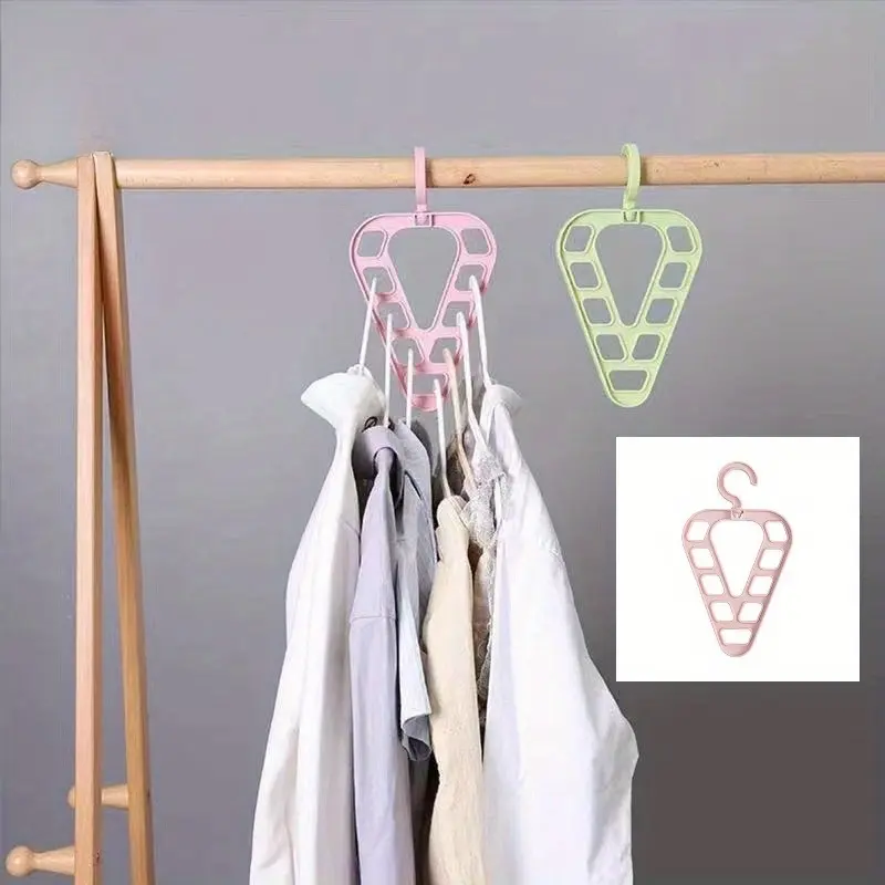 [Clothes Hanger ]1pc/2pcs Non-Slip Triangle 9 Holes Plastic Clothes Hanger, Multifunctional Rotatable Clothes Hanger, Clothing Storage Artifact