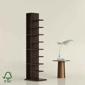 YOWOS 9 Tiers Vertical Bookshelf-Standing Ladder Bookcase, Modern Corner Bookshelf, Elegant Office Organization Space-Saving Tall Display Shelf Files Decor