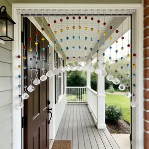 20-Strand Crystal Beaded Curtain, Multicolor Acrylic Arched Room Divider with Rainbow Beads for Bedroom, Living Room, Cafe