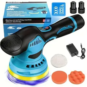 Cordless Car Buffer Polisher, 6 In Mini Buffer Polisher Kit with 2 Pack 12V Rechargeable Batteries,8 Variable Speed 5500RPM Orbital Polisher for Car Boat Detailing, Polishing,Scratch Removing