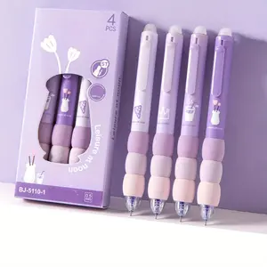 4-Pack Erasable Neutral Pens, Soft Grip, 0.5mm Fine Tip, Ink, Cute Stationery, Ideal for School and Office Supplies