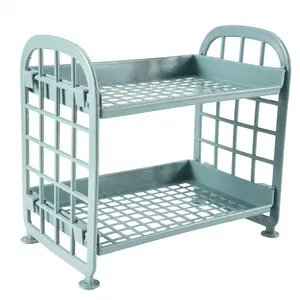 Storage Shelves,Plastic Small Storage Shelves - 2 Tier Shelf Shelving,Kitchen Shelf Bathroom Organizer(Nordic blue)