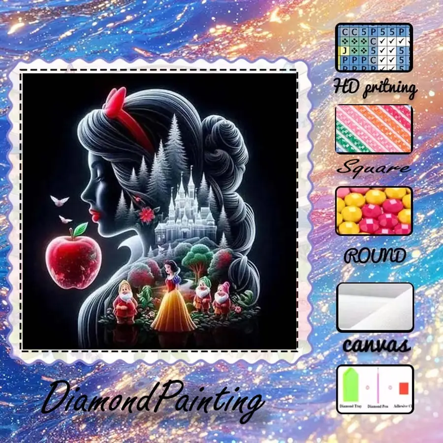 5D-DIY, advanced velvet canvas, diamond art, diamond painting, fairy tale castle AB diamonds, fairy dust diamonds, crystal diamonds, perfect home decor, handmade diamond art painting kit, special craft diamond art kit.