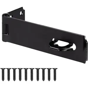 Inch Hasp Latch Heavy Duty, 2 Pcs Stainless Steel Padlock Latch 0.11 Inch Thick, Black Finish Security Door Hasp Latch for Gates, Outdoor Doors, Cabinet, Drawer(16 Screws Included)