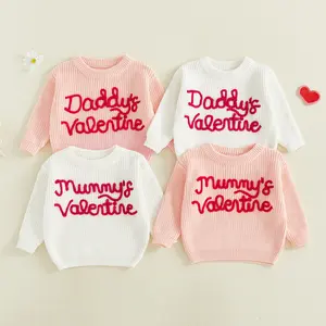 “Daddy’s Valentine” & “Mummy’s Valentine” Sweater, Cute Warm Embroidered Knit for Baby Toddler, Stylish Comfortable Fit