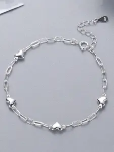 S925 Sterling Silver Simple Heart Design Bracelet, Heart Shaped Bracelet, Fashionable Jewelry for Women & Girls, Trendy All-match & Exquisite Jewelry for Birthday Gift
