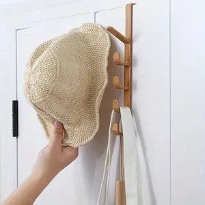 1pc Over The Door Hook Hanger, 5-Hook Plastic Organizer Rack For Coats, Hats, Robes, Shirts, Belts, Bags, Towels, Closet And Bathroom, Door Hanging Organizer, Hat Hooks Storage