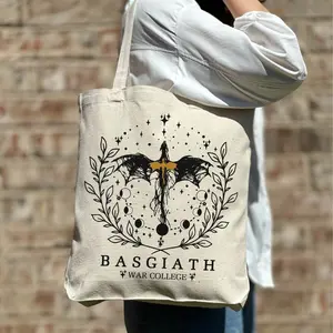Fourth Wing Tote Bag, Basgiath War College Canvas Bag, Dragon Rider Bookish Cotton Tote Bag, The Empyrean Series Tote